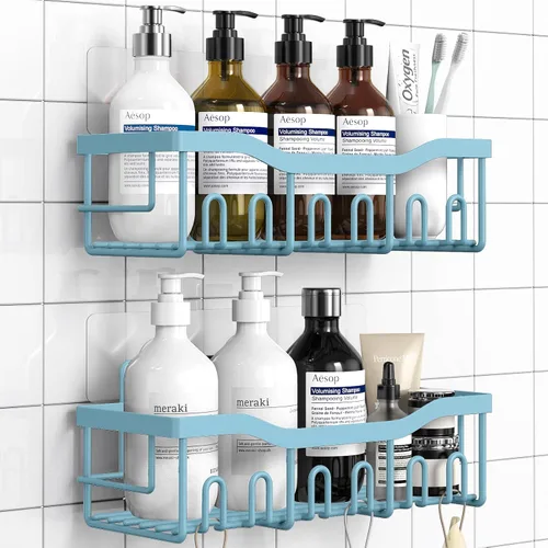 Miniatura 9 de EUDELE Paquete de 2 organizadores de ducha adhesivos para decoración del hogar y almacenamiento de cocina, sin taladrar, organizador de estante
