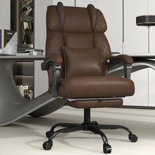 Miniatura 10 de Silla de oficina con reposapiés, silla de escritorio ejecutiva de respaldo alto de 400 libras, reclinable de 155°, almohada de soporte lumbar