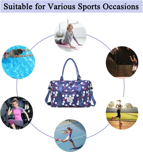 Miniatura 62 de Bolsa de gimnasio con bolsillo húmedo, bolsa de viaje plegable para mujer, bolsa de viaje impermeable para viajes, gimnasio, yoga