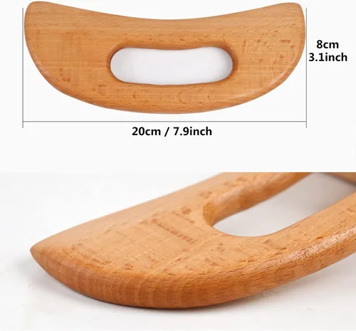 Miniatura 6 de FKYzixeh Masajeador de drenaje linfático, herramienta Gua Sha de madera para cuerpo, raspador de masaje manual para anticelulitis y aliviar