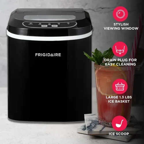 Miniatura 4 de FRIGIDAIRE EFIC101-BLACK - Máquina para hacer hielo para encimera, 26 libras, tamaño de cubo de hielo ajustable, máquina portátil de cubitos de Negro
