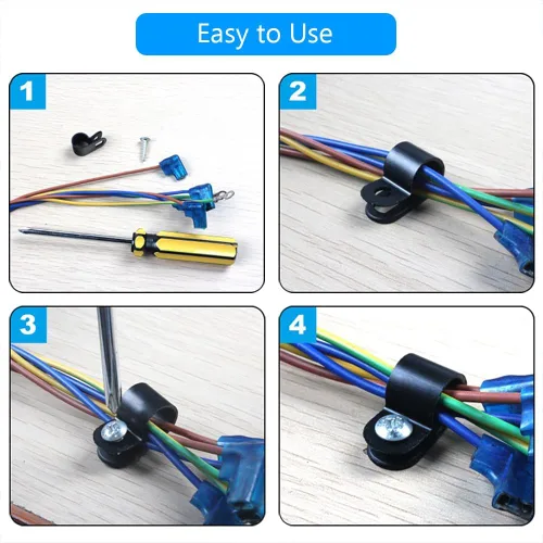 Miniatura 4 de Abrazadera para cable, 210 Uds. Abrazadera de cable tipo R 1/4 "5/16" 3/8" 1/2 "5/8" 3/4 "Nylon Cable Fastener Clips para Gestión de Cables - Negro