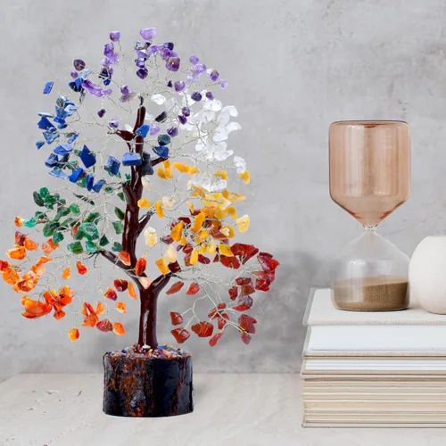 Miniatura 2 de ZENFULSTONE Árbol de la vida de 7 chakras, decoración espiritual para el hogar y la oficina Bonsái de cristal hecho a mano para energía positiva