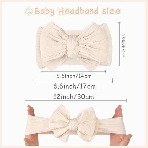 Miniatura 9 de CÉLLOT 6 piezas de diademas con lazos para bebé, diademas de nailon, accesorios para el pelo con lazos para bebé niña, esenciales para recién Caqui