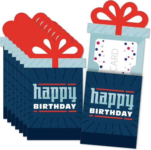 Miniatura 11 de Big Dot of Happiness Portatarjetas de regalo de cumpleaños alegres, fundas coloridas para tarjetas de regalo y dinero de celebración, juego de Feliz