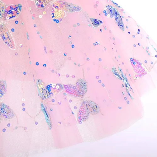 Miniatura 6 de AFAVOM Camisola de lentejuelas de mariposa para niñas, vestido de ballet con volantes, falda tutú con purpurina, leotardo, disfraz de bailarina