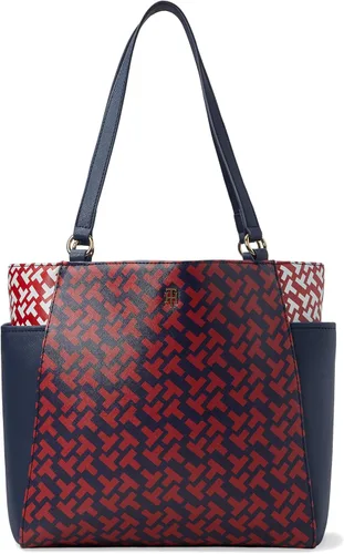 Tommy Hilfiger Beth II Tote Bies Bicolor Textura PVC Azul MarinoRojo Multi Talla única, Azul marino rojo multicolor