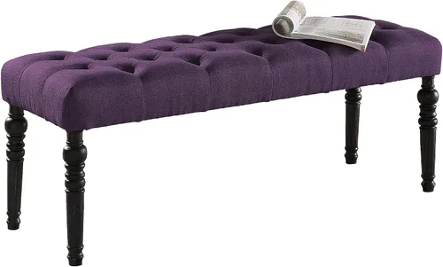 Miniatura 9 de Roundhill Furniture Leviton - Banco de comedor de tela con patas torneadas, color beige