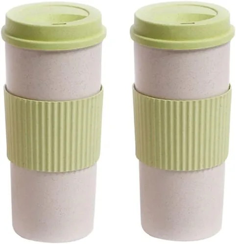 Miniatura 41 de Taza de café sellada con paja de trigo, taza de plástico portátil creativa, taza de alimentos de alto valor que acompaña a beber 16.9 fl oz/17 oz