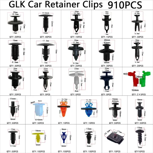 Miniatura 2 de Kit de 910 piezas de clips de retención de empuje para automóvil, kit de sujetadores de plástico con 27 de los tamaños más populares, clips de panel