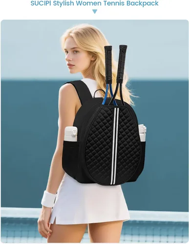 Miniatura 2 de Mochila de tenis Sucipi, mochila de tenis acolchada con bandolera cruzada, bolsas para raquetas de tenis resistentes al agua para mujeres y hombres