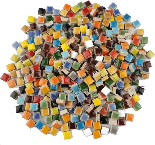 Miniatura 12 de Lanyani Azulejos de mosaico de vidrio vibrante de 2 libras para artes y manualidades, piezas de vidrio sueltas a granel coloridas baldosas cuadradas