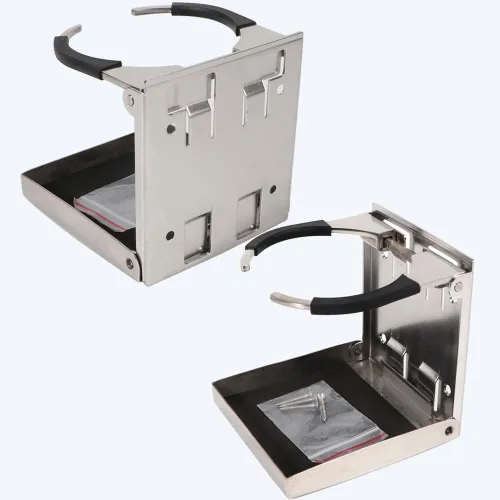 2PCS plegable sostenedor de la bebida de acero inoxidable ajustable portavasos marino/barco/caravana/coche (grande)