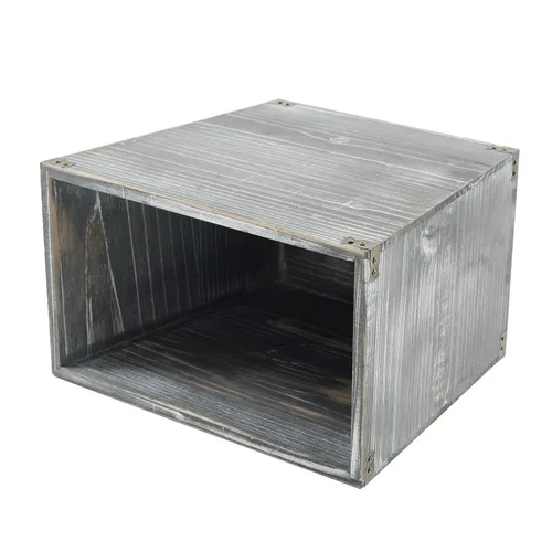 Miniatura 4 de Cubo de basura de madera con antorchas de estilo rústico gris con soportes de metal decorativos para dormitorio, sala de estar, baño y oficina (gris)