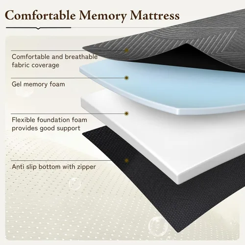 Miniatura 2 de GEMBED Colchón Tri Folding Tamaño Twin - Colchón de Espuma Viscoelástica Tri-fold, Asa y Parte Inferior Antideslizante, Sofá Cama Plegable Portátil