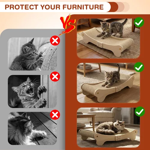 Miniatura 5 de NOCOEX Cama rascador de sisal para gatos: hamaca para gatos de interior, tumbona y arañazos y sueño - Marco de madera maciza natural grande