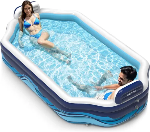 VISTOP Piscina inflable para niños y adultos | Piscina grande gruesa de gran tamaño con asientos y respaldos, piscina de agua inflable de verano