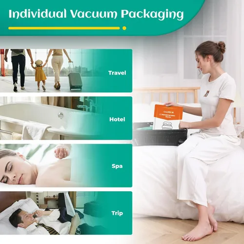 Miniatura 20 de Sábanas desechables para hotel, artículos esenciales de viaje con 2 toallas de baño desechables, 2 toallas faciales desechables y 4 piezas