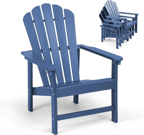 Miniatura 23 de Juego de 4 sillas Adirondack apilables para todo tipo de clima, de polietileno de alta densidad que ahorran espacio, con cubierta para patio al aire