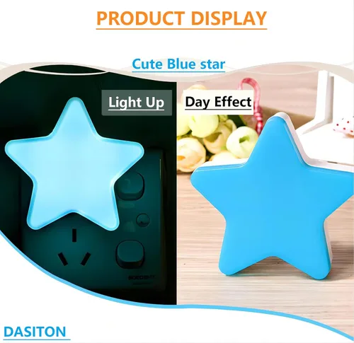 Miniatura 2 de DASITON Luz nocturna de estrellas y luna enchufable a la pared, luz nocturna con sensor inteligente de atardecer a amanecer, adecuada para sala
