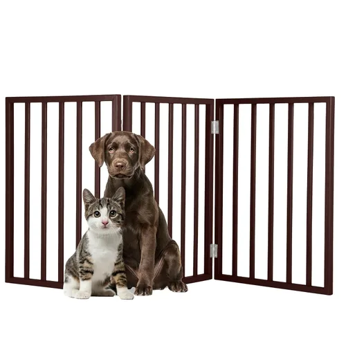 Miniatura 3 de PETMAKER - Puerta plegable para mascotas para interiores, 4 paneles para escaleras o puertas, valla independiente para mascotas de 73 x 24 pulgadas
