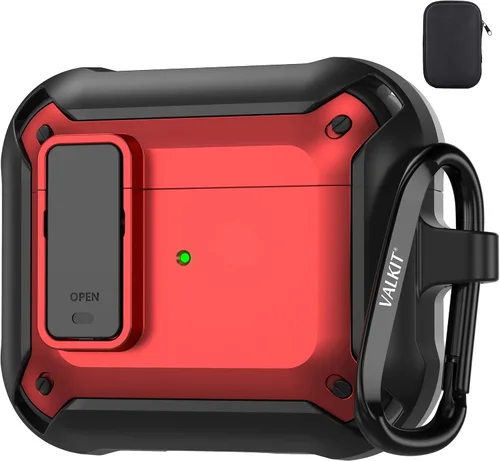 Miniatura 15 de Valkit Funda para Airpods para hombres con cerradura, funda de cuerpo completo con llavero para AirPods de Apple a prueba de golpes, funda