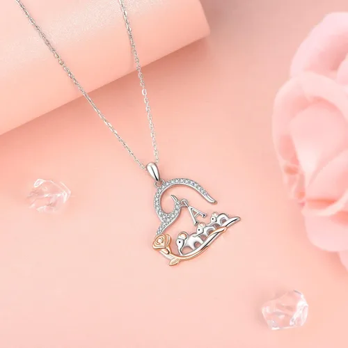 Miniatura 5 de ACJNA 925 Sterling Silver Elephant Necklaces for Women Mother Daughter Rose Flower Initial A Letter Heart Necklace Pendant Jewelry Elephant Gifts