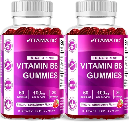 Miniatura 10 de Vitamatic Vitamina B6 100mg - Sabor a Bayas - 60 Gomitas a Base de Pectina - Apoya el Sistema Nervioso