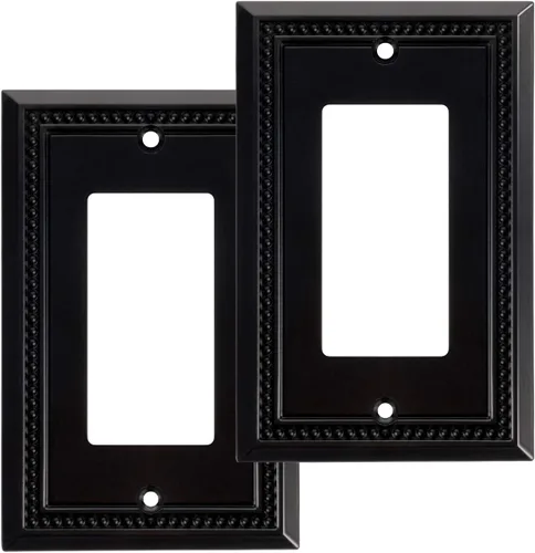 Henne Bery Sunken Pearls - Placa de interruptor/placa de pared y cubierta de salida (decorador individual, 2 unidades, negro mate)