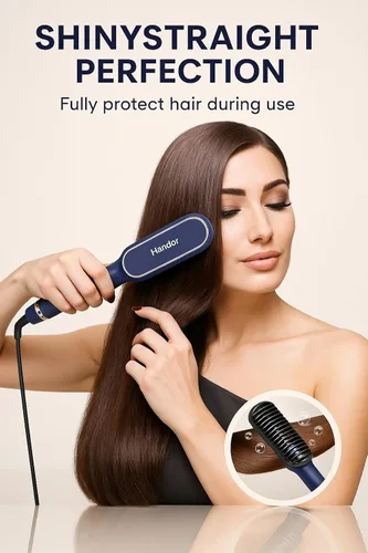 Miniatura 2 de Cepillo alisador de cabello iónico mejorado, peine alisador para mujeres con 9 ajustes de temperatura, pantalla LED, calentamiento rápido