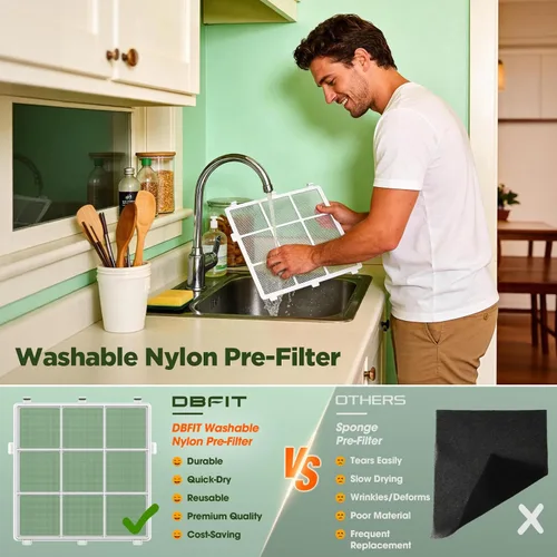 Miniatura 6 de Purificadores de aire para el hogar, habitación grande de hasta 2180 pies cuadrados, purificador de aire HEPA DBFIT con prefiltro de nailon lavable