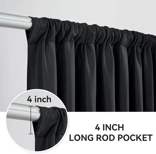 Miniatura 4 de Cortinas de fondo negras de 10 x 10 pies para fiesta, 2 paneles de 5 x 10 pies, cortinas de fondo de poliéster grueso resistentes a las arrugas