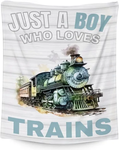 Manta de tren – Suave, mullida y cálida – Manta pequeña de 30 x 40 pulgadas para sofá, oficina – Manta blanca linda manta de regalo para niños