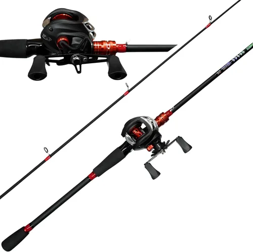 Kilitn Combo de Caña de Pescar y Carrete, Combo de Baitcasting Carrete de Baitcast, 6 Pies 7 Pies 2 Piezas, Caña de Fibra de Carbono Envuelta en