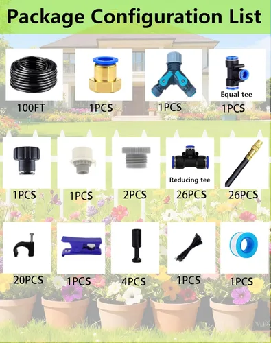 Miniatura 2 de Sistema de riego por goteo, sistema automático de riego de jardín, kit de rociador ajustable de 360°, fácil instalación sin herramientas, riego