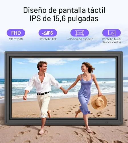 Miniatura 4 de Marco de fotos digital WONNIE de 15,6", 64GB Uhale, marco electrónico grande con WiFi, pantalla táctil IPS FHD de 1920 x 1080, comparte fotos