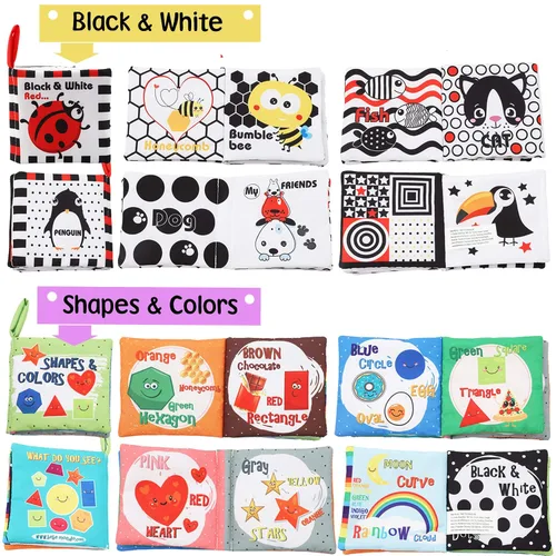 Miniatura 4 de Libros para bebés, regalos de juguetes para bebés, libros arrugados de tela para bebés, bebés de 0-3-6-12-18 meses, juguetes de aprendizaje temprano