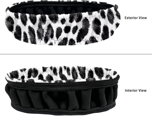 Miniatura 6 de Funda para espejo retrovisor de automóvil con estampado de vaca negro, protector de espejo retrovisor automático elástico
