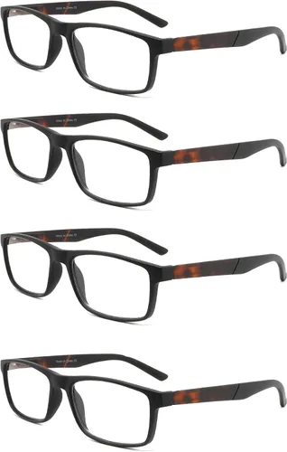 Miniatura 11 de Gafas de lectura con bloqueo de luz azul, paquete de 4 lectores de computadora para mujeres y hombres, anteojos con filtro de rayos UV antirreflejos