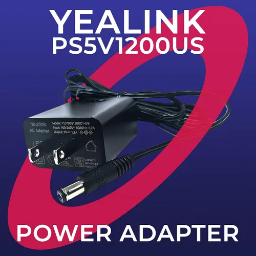 Miniatura 2 de Yealink - Adaptador de corriente de 5 voltios y 1.2 amperios, teléfonos compatibles con Yealink - T53, T53W, T26P, T27, T28P, T34W, T41P, T42G