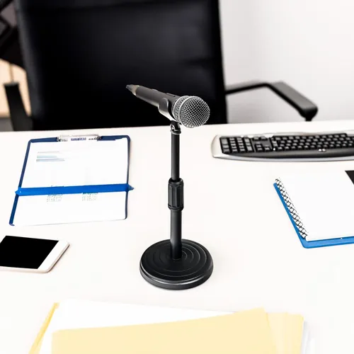 Miniatura 8 de Trademark Innovations Soporte de micrófono ajustable, escritorio con soporte de micrófono, soporte de micrófono de mesa, soporte de micrófono