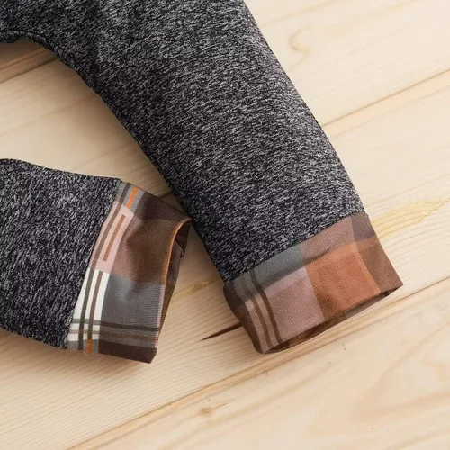 Miniatura 6 de Ropa de bebé para niños pequeños, traje de otoño e invierno, manga larga, bolsillo a cuadros, sudadera con capucha + pantalones, 2 piezas