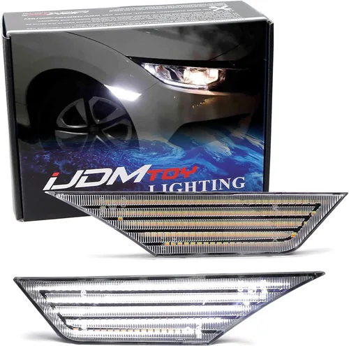 iJDMTOY Kit de luz de marcador frontal LED blanco con lente transparente compatible con Honda Civic 2016-2021, alimentado por LED 90-SMD, reemplaza