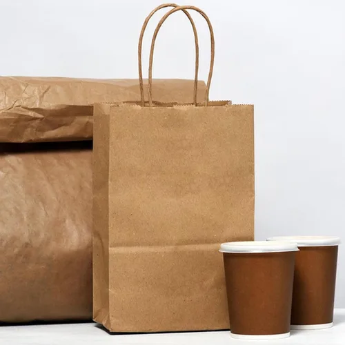 Miniatura 7 de XPCARE 200 piezas Bolsas de regalo de papel 13,3 x 8,2 x 20,9 cm, bolsas de papel kraft marrón con asas para envolver regalos, bolsas de papel al