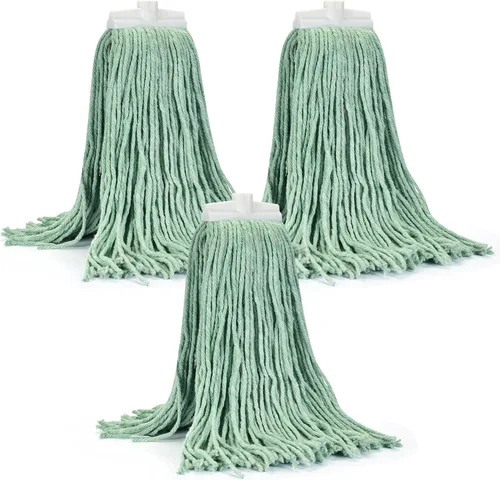 Miniatura 21 de Matthew - Cabezales de repuesto para trapeador húmedo de algodón resistente (azul, mediano, paquete de 12) con 2 paños de microfibra para uso