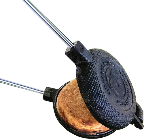 Miniatura 2 de Hierro redondo para tartas de Roma con asas de acero y madera equipo de cocina-camping