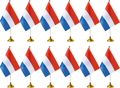 Miniatura 7 de ZXvZYT Bandera de Colombia - Bandera colombiana de escritorio, pequeñas banderas de mesa colombianas para oficina con base de soporte (12 unidades)