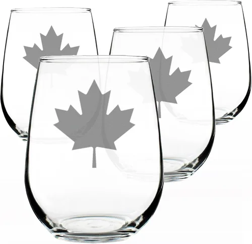 Miniatura 7 de Bevvee Copa de vino sin tallo de hoja de arce de Canadá, regalos y decoración de la bandera canadiense para mujeres y hombres, vasos grandes de 17