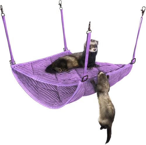 Miniatura 12 de Hamaca de hurón para jaula – Clips de felpa doble para colgar literas – perfecta para 2 o más mascotas pequeñas