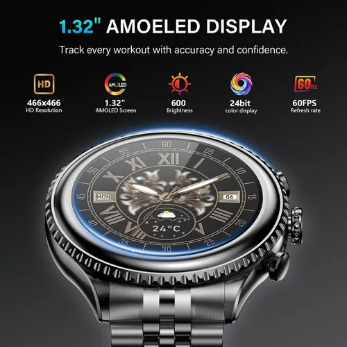 Miniatura 7 de Reloj inteligente con bisel giratorio 2026 para hombre con llamada Bluetooth, frecuencia cardíaca, presión arterial, SpO2, monitor de sueño, reloj